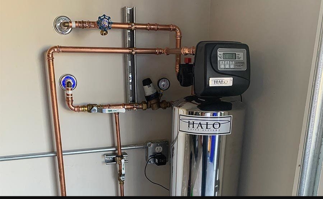 Copper pipe run with HALO water filtration system